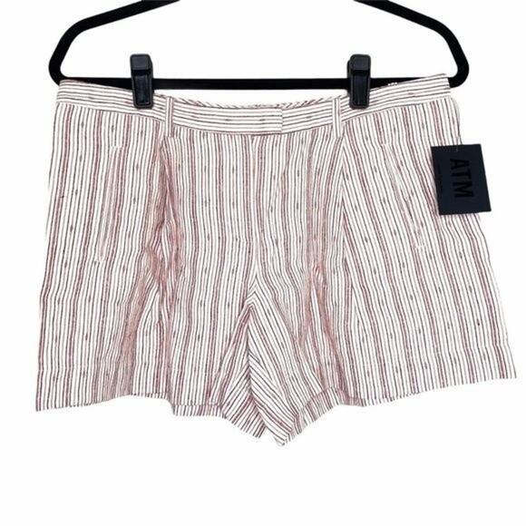 ATM Anthony Thomas Melillo NWT Striped Pleated Linen Shorts 4 - Picture 1 of 9